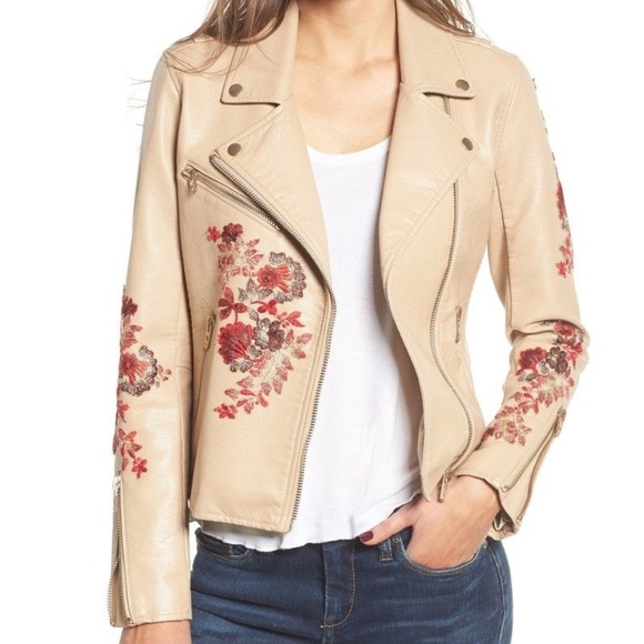 Blank NYC Jackets & Blazers - Blank NYC Beige Floral Embroidered Moto Jacket NWT